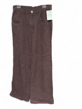 High-Rise Wide-Leg Flare Jeans in Chocolate Brown